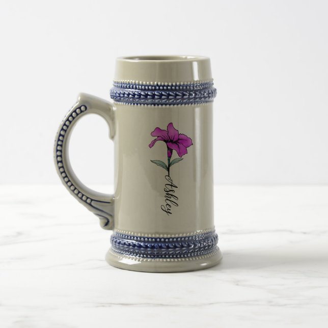 Chope À Bière Fleur Lit Rose Personnalisée (Gauche)