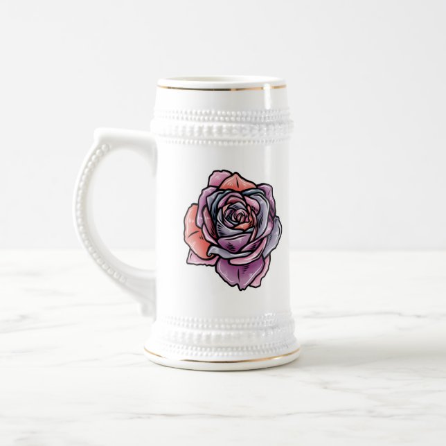 Chope À Bière Fleur Rose coloré (Gauche)