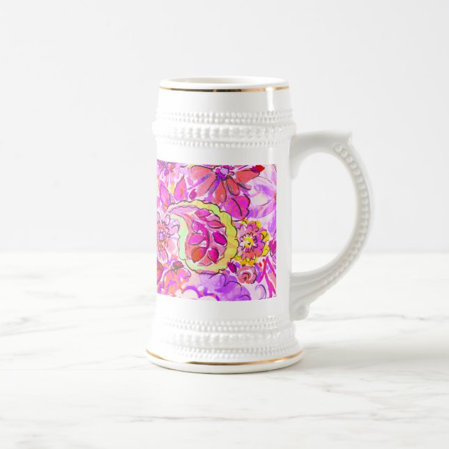 Chope À Bière Fleurs abstraites roses mignonnes (Droite)