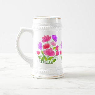 Chope À Bière Fleurs aquarelles Design-42704