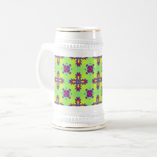 Chope À Bière Fleurs Artdeco dans le style rétro (Devant gauche)