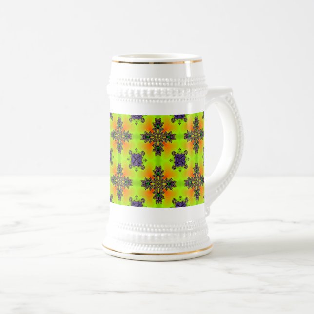 Chope À Bière Fleurs Artdeco dans le style rétro (Devant droit)