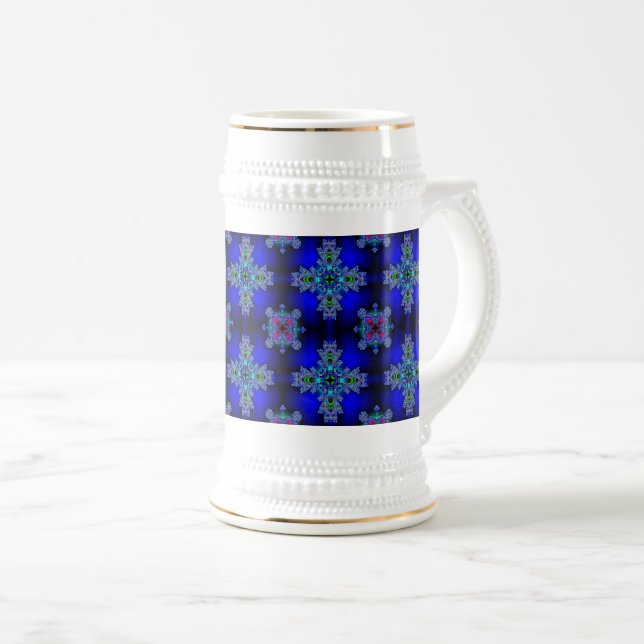 Chope À Bière Fleurs Artdeco dans le style rétro (Devant droit)