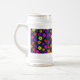 Chope À Bière Fleurs multicolores motif floral