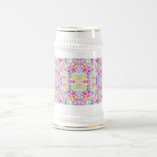 Chope À Bière Fleurs pastel abstraites