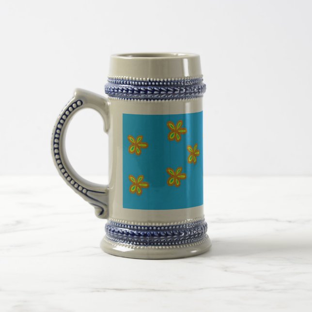 Chope À Bière fleurs peintes en bleu (Gauche)