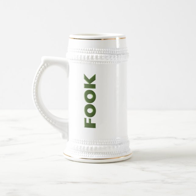 Chope À Bière Foin vertical blanc stein avec garniture or (Gauche)