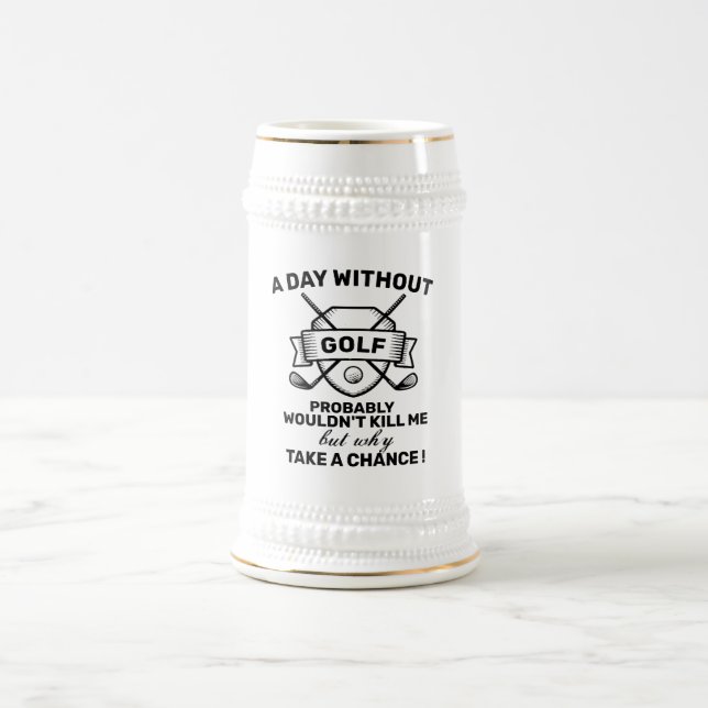 Chope À Bière Funny Golf Beer Stein - 'Pourquoi prendre une chan (Centre)