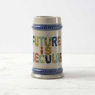 Chope À Bière FUTURE EST DES lettres de caricature LAÏQUES