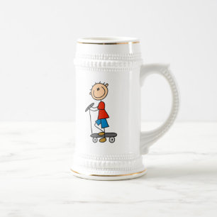 Chope À Bière Garçon bonhomme allumette sur scooter
