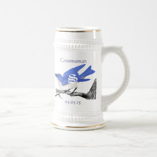 Chope À Bière Garçon d'honneur Stein Mariage Vintage Bluebirds