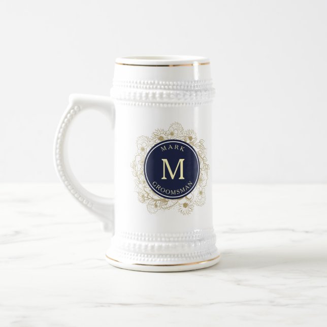 Chope À Bière Garçons d'honneur bleu marine élégants (Gauche)