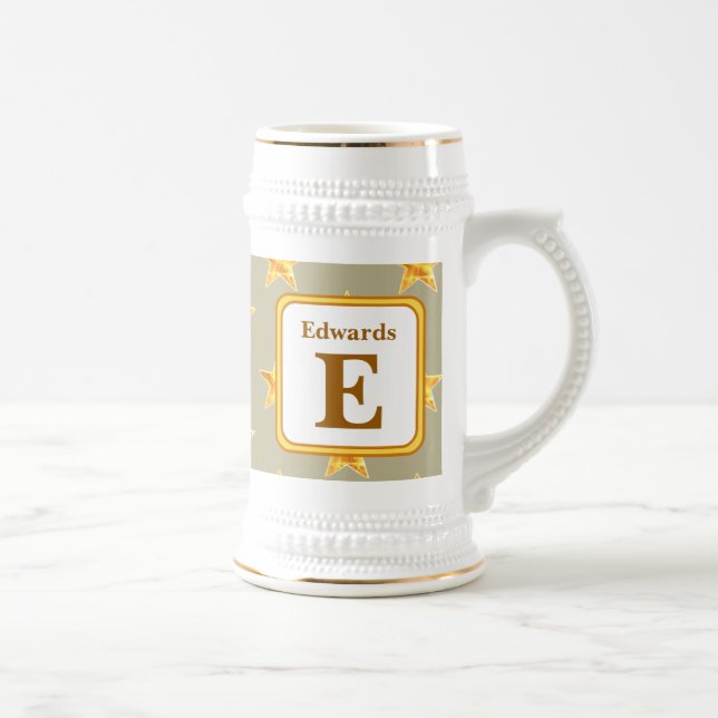 Chope À Bière Garde de monogramme E or initial familial étoile (Droite)