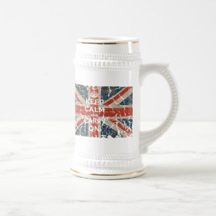 Chope À Bière Gardez le calme et continuez avec le drapeau