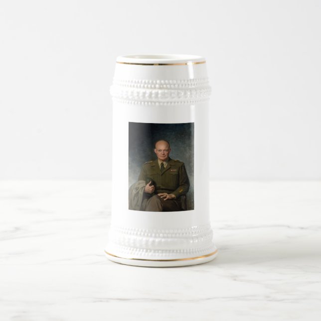 Chope À Bière Général Dwight Eisenhower Portrait peint 5 étoiles (Centre)