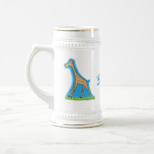 Chope À Bière Girafe de dessin animé mignonne et heureuse avec p