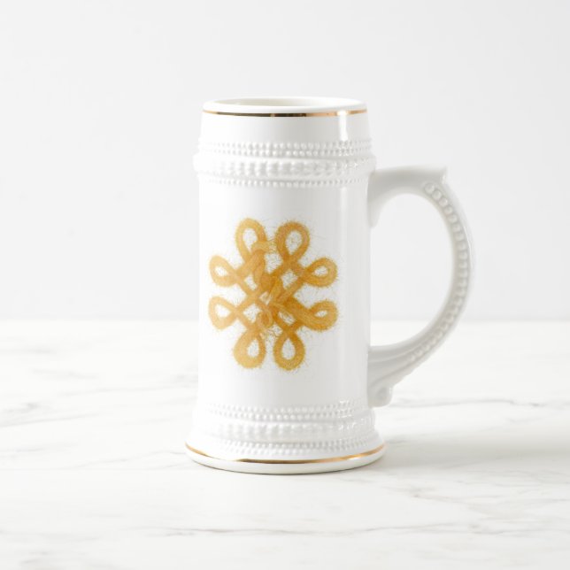 Chope À Bière GOLD CELTIC KNOT Blanc et or Stein (Droite)