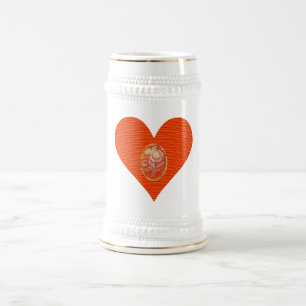 Chope À Bière Gold et Orange Vintage Cameo