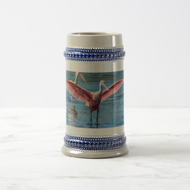 Chope À Bière Gray/Bleu de spatule rose 22 oz Stein (Centre)