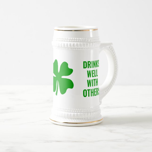 Chope À Bière Green lucky shamrock funny St Patrick's Day  (Devant droit)