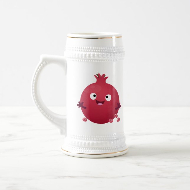 Chope À Bière Grenade fruit cartoon mignon et heureux (Gauche)