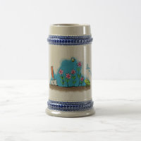 Grenouille mignonne et abeille dans le jardin dess