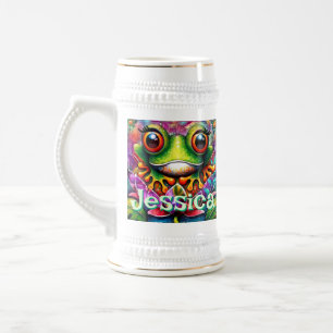 Chope À Bière Grenouille Whimsical Abstrait Floral Frogs Personn
