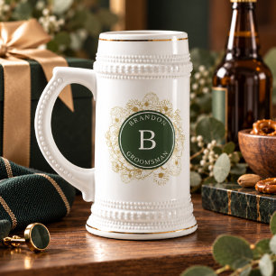 Chope À Bière Groomsmen Monogramme Baroque