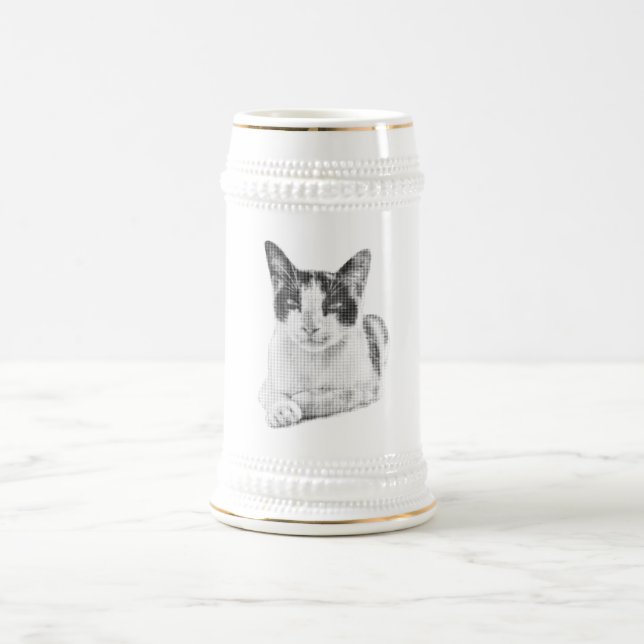 Chope À Bière Halftone Kitty Portrait (Centre)