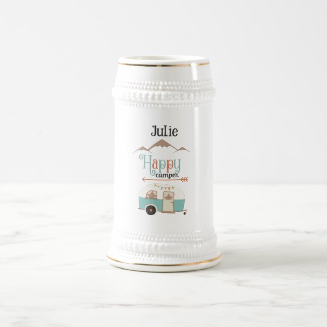 Chope À Bière Happy Camper Personnalisé (Centre)