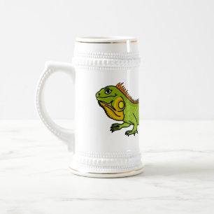 Chope À Bière Happy green iguana cartoon