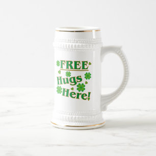 Chope À Bière Here de Free Hugs in green and Irish clovers