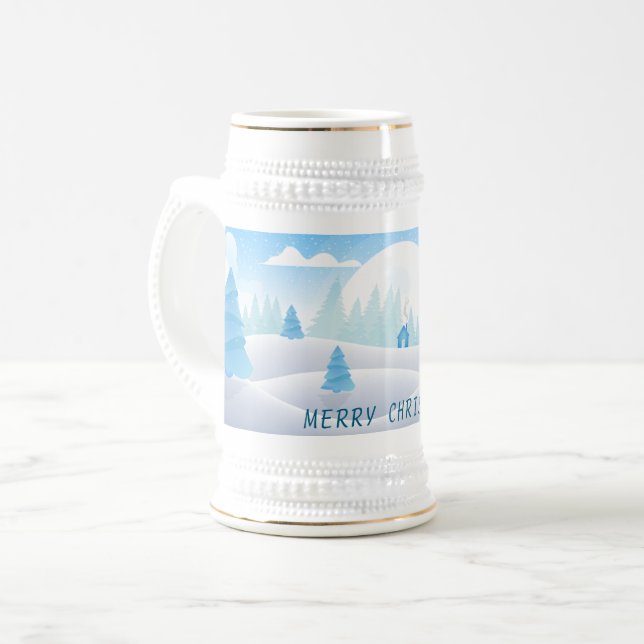 Chope À Bière Hiver Thème Joyeux Noël Stein (Devant gauche)