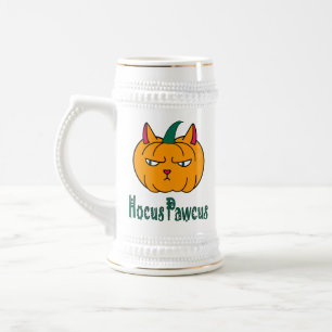 Chope À Bière Hocus pawcus citrouille d'Halloween chat roux magi