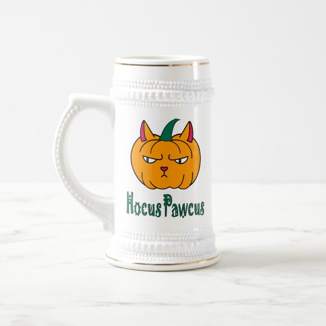 Chope À Bière Hocus pawcus citrouille d'Halloween chat roux magi (Gauche)