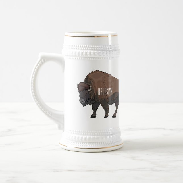 Chope À Bière Illustration de bison (Gauche)