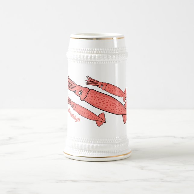 Chope À Bière Illustration de calamar rose (Centre)