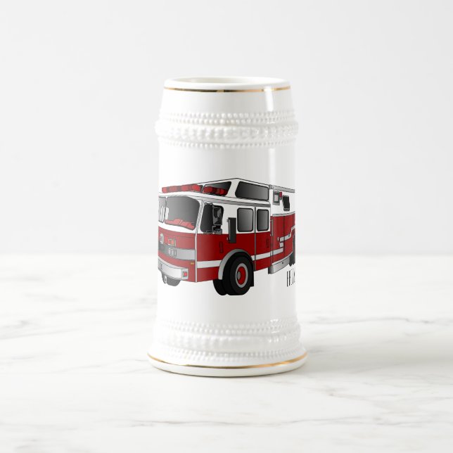 Chope À Bière illustration de camion de pompiers de dessin animé (Centre)