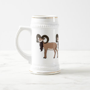 Chope À Bière Illustration de chèvre de Mouflon