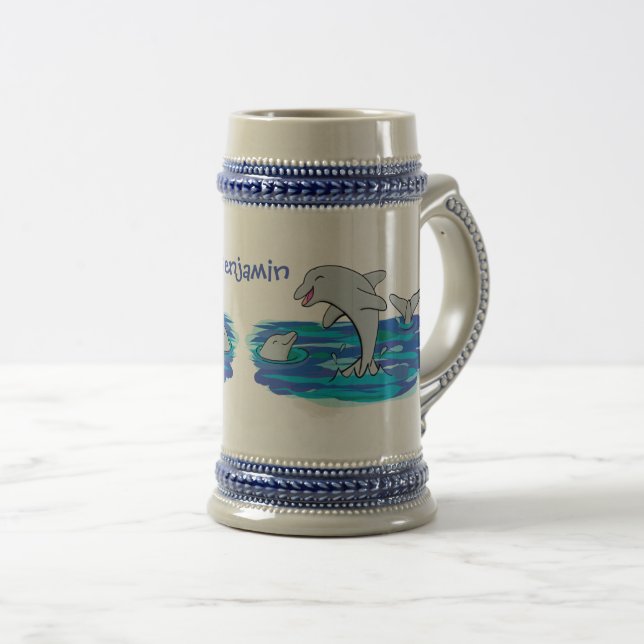 Chope À Bière Illustration de dauphins heureux adorables (Devant droit)
