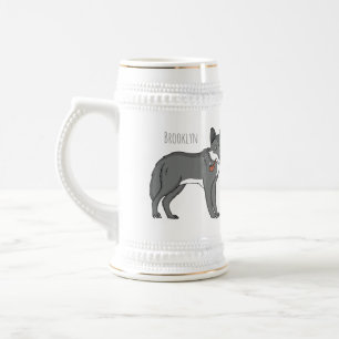 Chope À Bière Illustration de dessin animé de loup gris avec pip