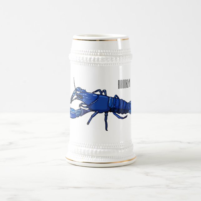Chope À Bière Illustration de l'écrevisse marron bleu (Centre)