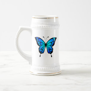 Chope À Bière Illustration de l'insecte bleu papillon - T-shirt