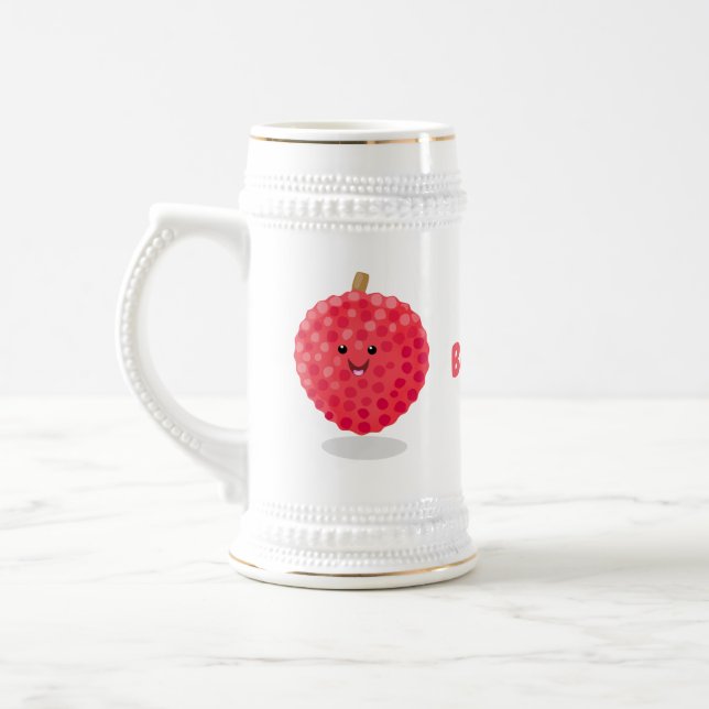 Chope À Bière Illustration de litchee rose mignon (Gauche)