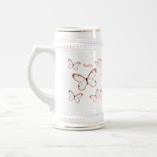 Chope À Bière Illustration de papillon en verre (Gauche)