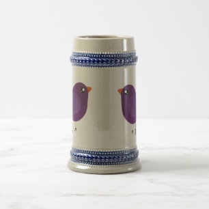 Chope À Bière Illustration de petit oiseau violet mignon