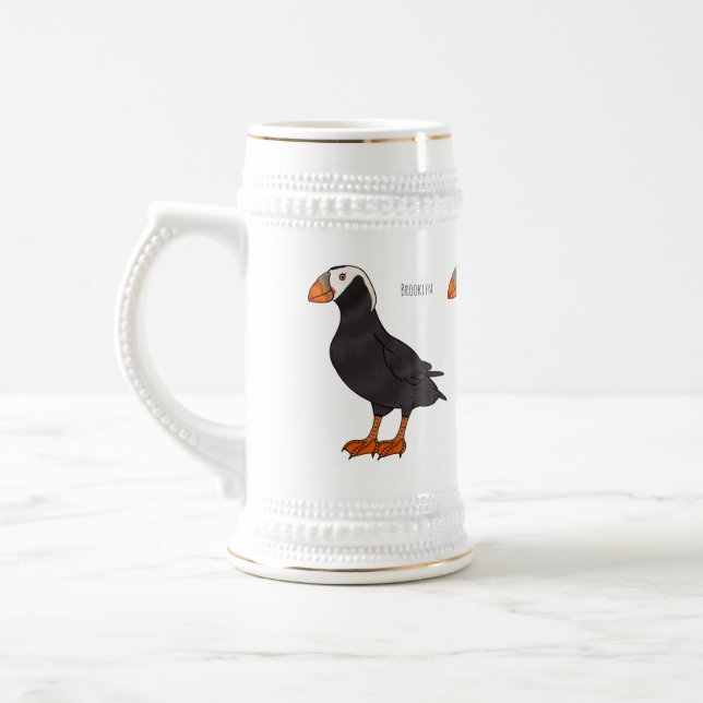 Chope À Bière Illustration d'oiseau bouffon touffu  (Gauche)