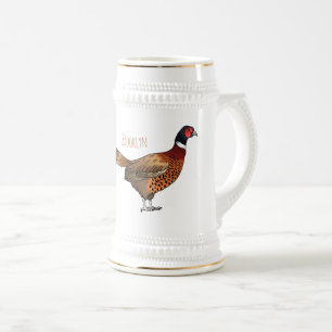 Chope À Bière Illustration d'oiseau faisan à cou circulaire
