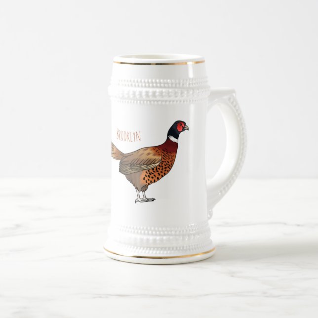 Chope À Bière Illustration d'oiseau faisan à cou circulaire (Devant droit)