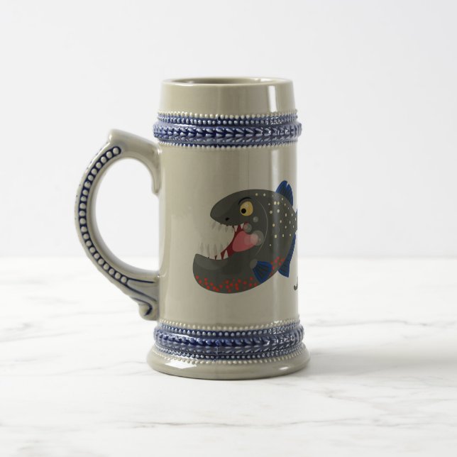 Chope À Bière Illustration drôle de piranha affamée (Gauche)